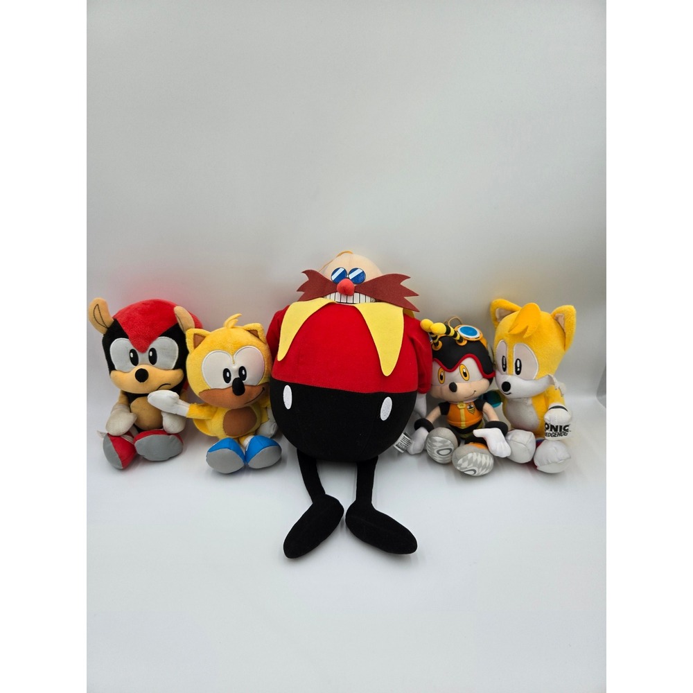 Sonic the Hedgehog Plush Lot of 5 Dr Eggman‎ Charmy Bee Tails Mighty Ray Sega